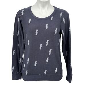 Chaser Lightning Bolt Sweatshirt M Women's Blue Comfy Errands Loungewear Cozy